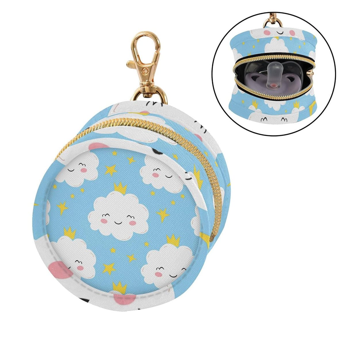 Cute White Clouds Baby Pacifier Holder Case, Dustproof Portable Storage Box for Diaper Bag Purse, Pacifier Storage Container for Boys & Girls