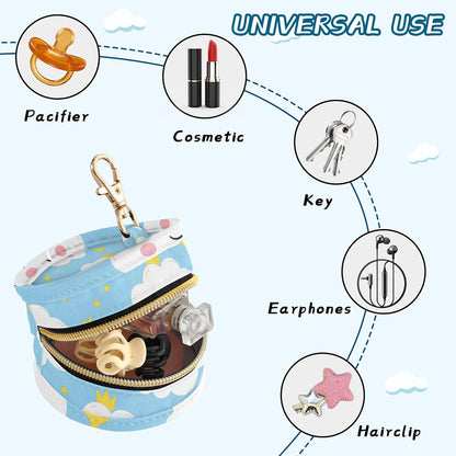 Cute White Clouds Baby Pacifier Holder Case, Dustproof Portable Storage Box for Diaper Bag Purse, Pacifier Storage Container for Boys & Girls