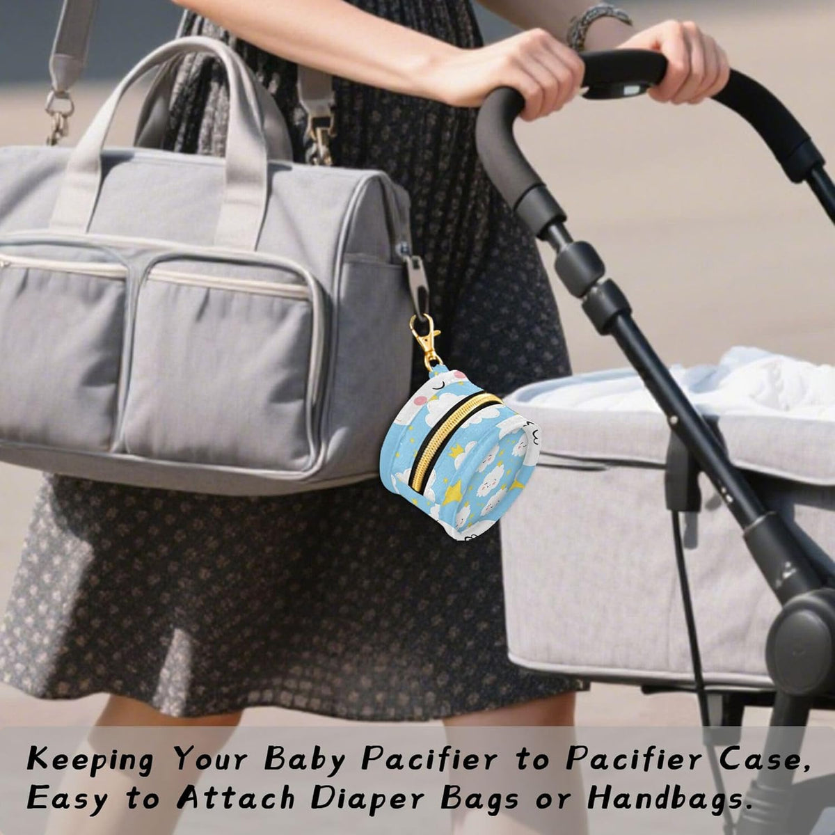 Cute White Clouds Baby Pacifier Holder Case, Dustproof Portable Storage Box for Diaper Bag Purse, Pacifier Storage Container for Boys & Girls
