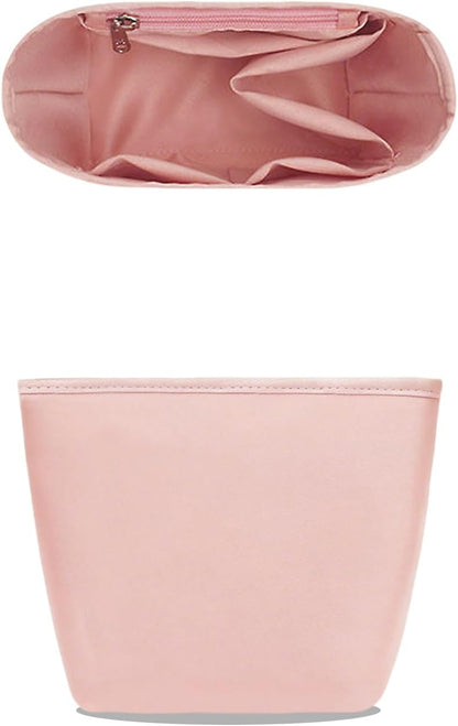 Satin Purse Organizer Insert for Bucket Bag, Silky Polyester Handbag Liner, Lightweight Structured Purse Shaper for Woment,pink medium