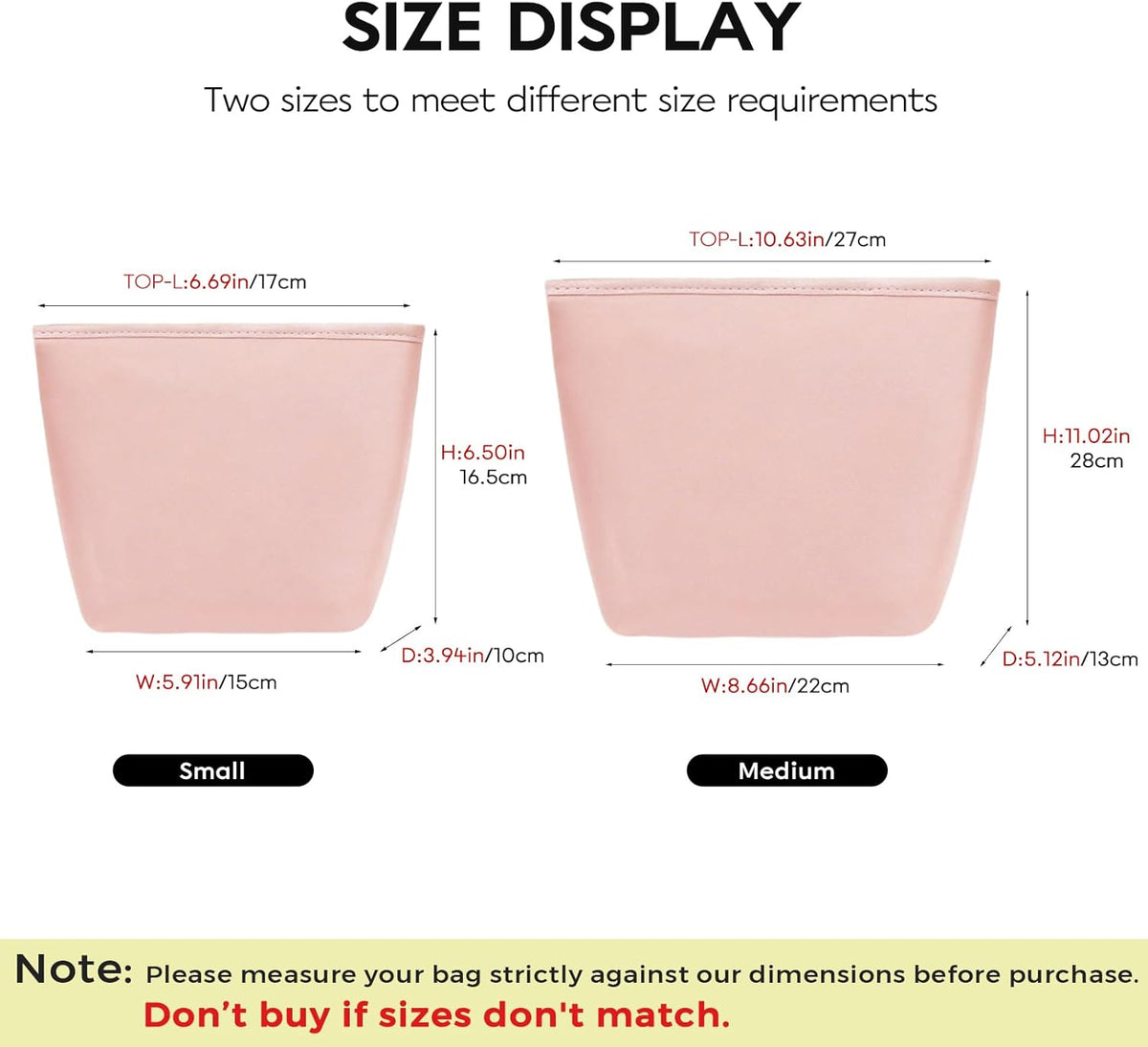 Satin Purse Organizer Insert for Bucket Bag, Silky Polyester Handbag Liner, Lightweight Structured Purse Shaper for Woment,pink medium