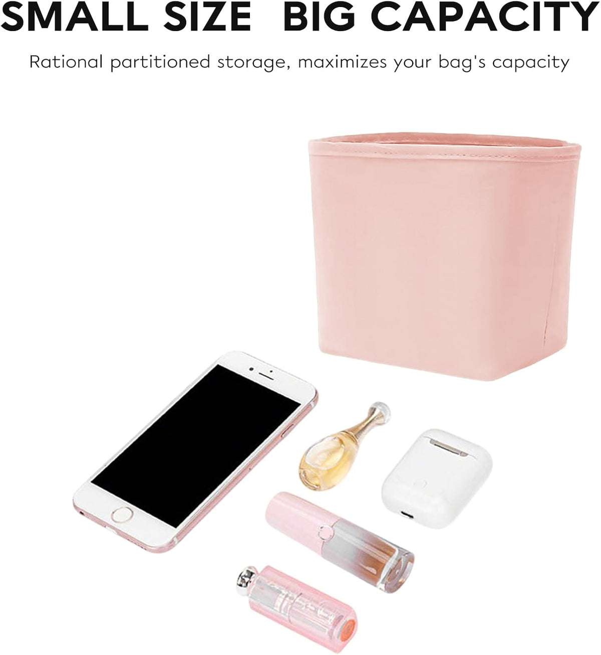 Satin Purse Organizer Insert for Bucket Bag, Silky Polyester Handbag Liner, Lightweight Structured Purse Shaper for Woment,pink medium