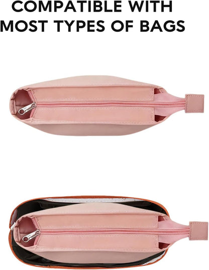 Satin Purse Organizer Insert for Bucket Bag, Silky Polyester Handbag Liner, Lightweight Structured Purse Shaper for Woment,pink medium