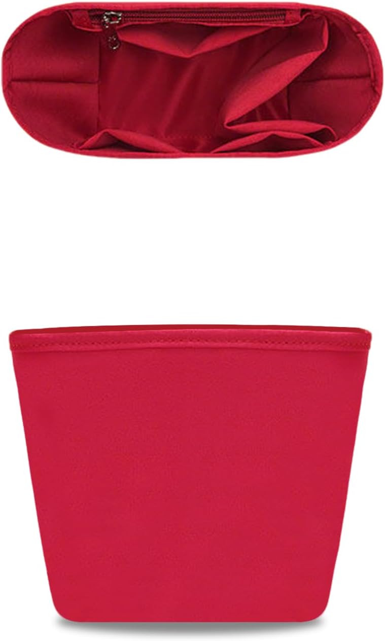 Satin Purse Organizer Insert for Bucket Bag, Silky Polyester Handbag Liner, Lightweight Structured Purse Shaper for Woment,pink medium