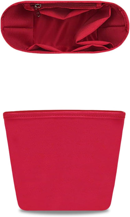 Satin Purse Organizer Insert for Bucket Bag, Silky Polyester Handbag Liner, Lightweight Structured Purse Shaper for Woment,pink medium