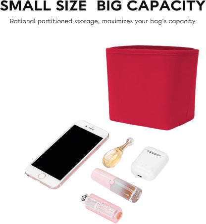 Satin Purse Organizer Insert for Bucket Bag, Silky Polyester Handbag Liner, Lightweight Structured Purse Shaper for Woment,pink medium