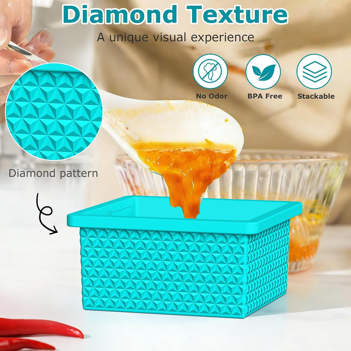 6 Pack-Silicone Freezer Tray with Lid-Stackable Soup Freezer Container Molds,2-Cup Ice Cube Trays for Perfect Portion Control,Food Storage & Meal Prep,Oven & Dishwasher Safe