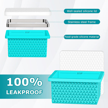 6 Pack-Silicone Freezer Tray with Lid-Stackable Soup Freezer Container Molds,2-Cup Ice Cube Trays for Perfect Portion Control,Food Storage & Meal Prep,Oven & Dishwasher Safe