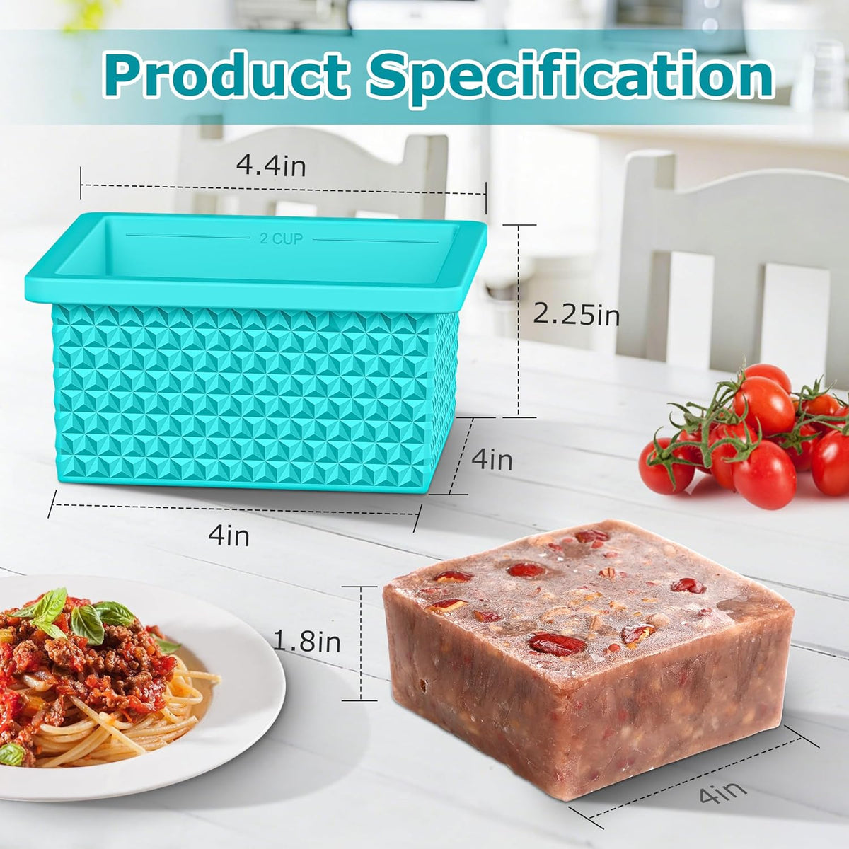 6 Pack-Silicone Freezer Tray with Lid-Stackable Soup Freezer Container Molds,2-Cup Ice Cube Trays for Perfect Portion Control,Food Storage & Meal Prep,Oven & Dishwasher Safe
