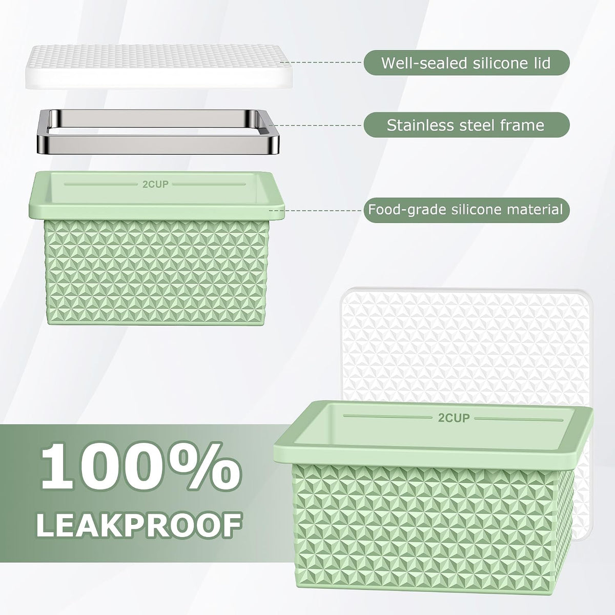 6 Pack-Silicone Freezer Tray with Lid-Stackable Soup Freezer Container Molds,2-Cup Ice Cube Trays for Perfect Portion Control,Food Storage & Meal Prep,Oven & Dishwasher Safe
