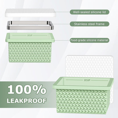 6 Pack-Silicone Freezer Tray with Lid-Stackable Soup Freezer Container Molds,2-Cup Ice Cube Trays for Perfect Portion Control,Food Storage & Meal Prep,Oven & Dishwasher Safe