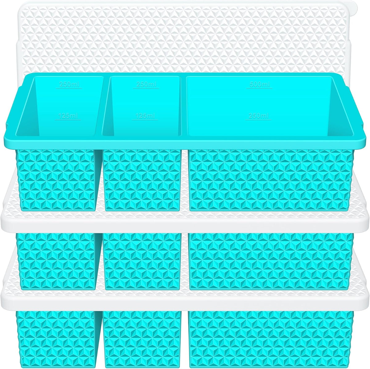 6 Pack-Silicone Freezer Tray with Lid-Stackable Soup Freezer Container Molds,2-Cup Ice Cube Trays for Perfect Portion Control,Food Storage & Meal Prep,Oven & Dishwasher Safe