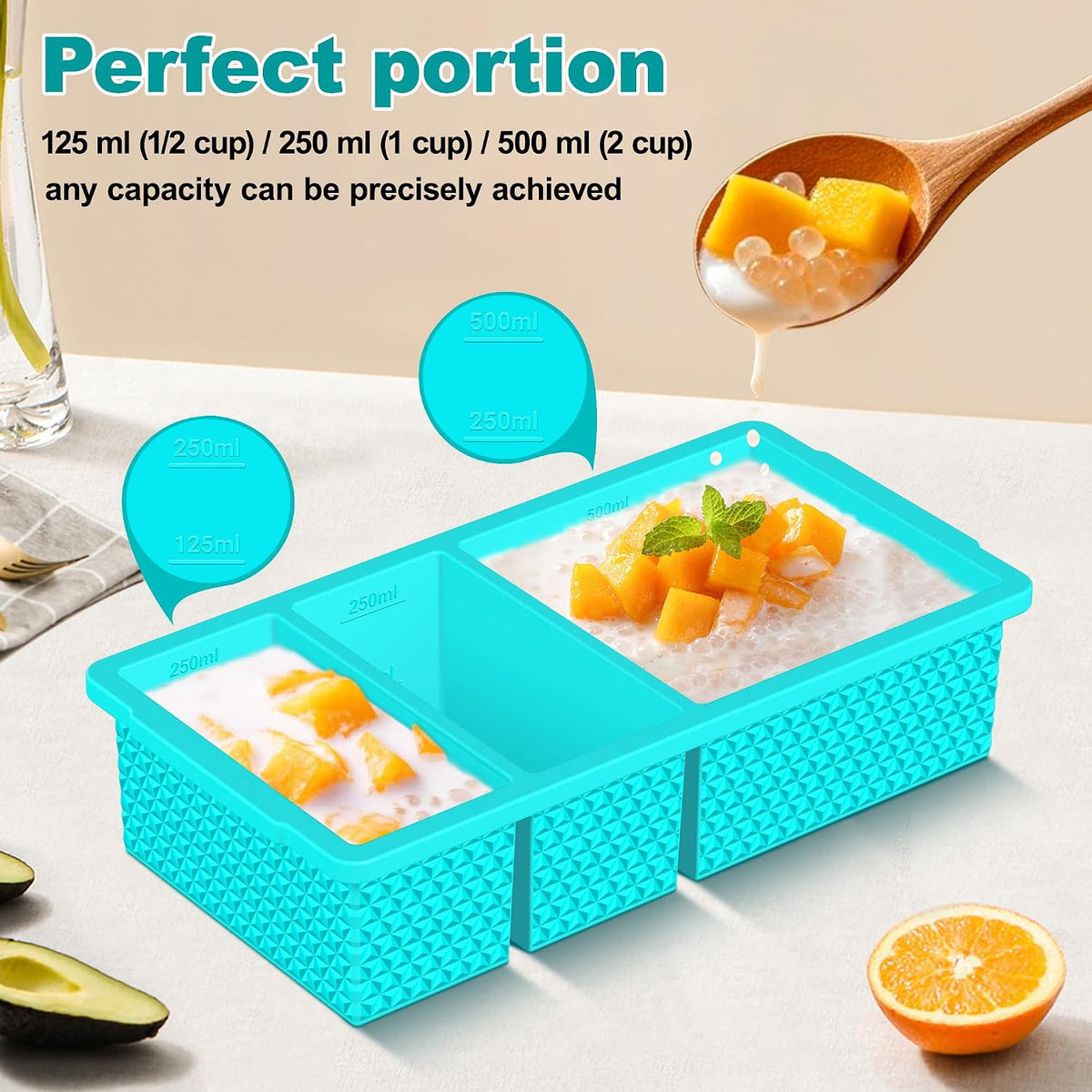 6 Pack-Silicone Freezer Tray with Lid-Stackable Soup Freezer Container Molds,2-Cup Ice Cube Trays for Perfect Portion Control,Food Storage & Meal Prep,Oven & Dishwasher Safe