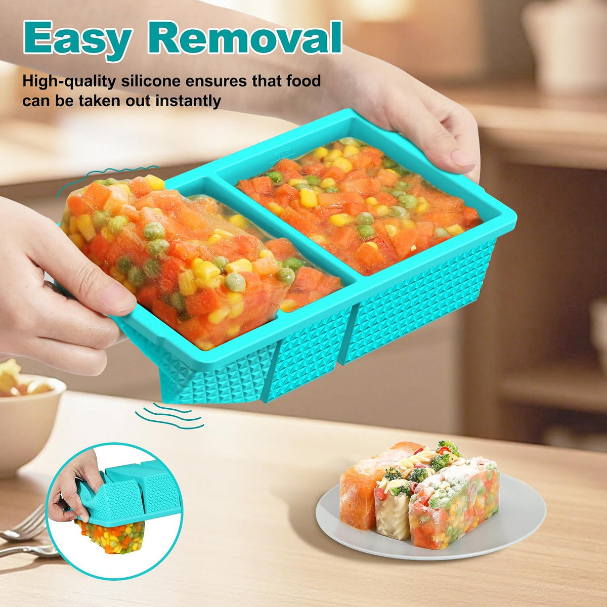 6 Pack-Silicone Freezer Tray with Lid-Stackable Soup Freezer Container Molds,2-Cup Ice Cube Trays for Perfect Portion Control,Food Storage & Meal Prep,Oven & Dishwasher Safe