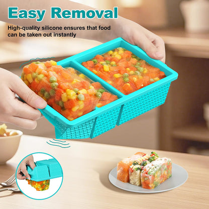 6 Pack-Silicone Freezer Tray with Lid-Stackable Soup Freezer Container Molds,2-Cup Ice Cube Trays for Perfect Portion Control,Food Storage & Meal Prep,Oven & Dishwasher Safe