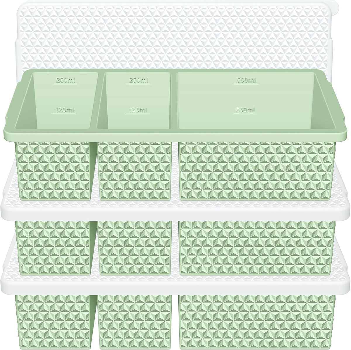 6 Pack-Silicone Freezer Tray with Lid-Stackable Soup Freezer Container Molds,2-Cup Ice Cube Trays for Perfect Portion Control,Food Storage & Meal Prep,Oven & Dishwasher Safe