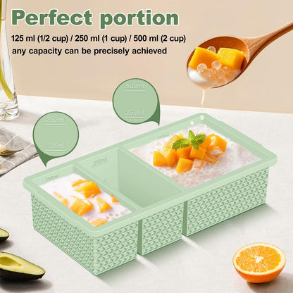 6 Pack-Silicone Freezer Tray with Lid-Stackable Soup Freezer Container Molds,2-Cup Ice Cube Trays for Perfect Portion Control,Food Storage & Meal Prep,Oven & Dishwasher Safe