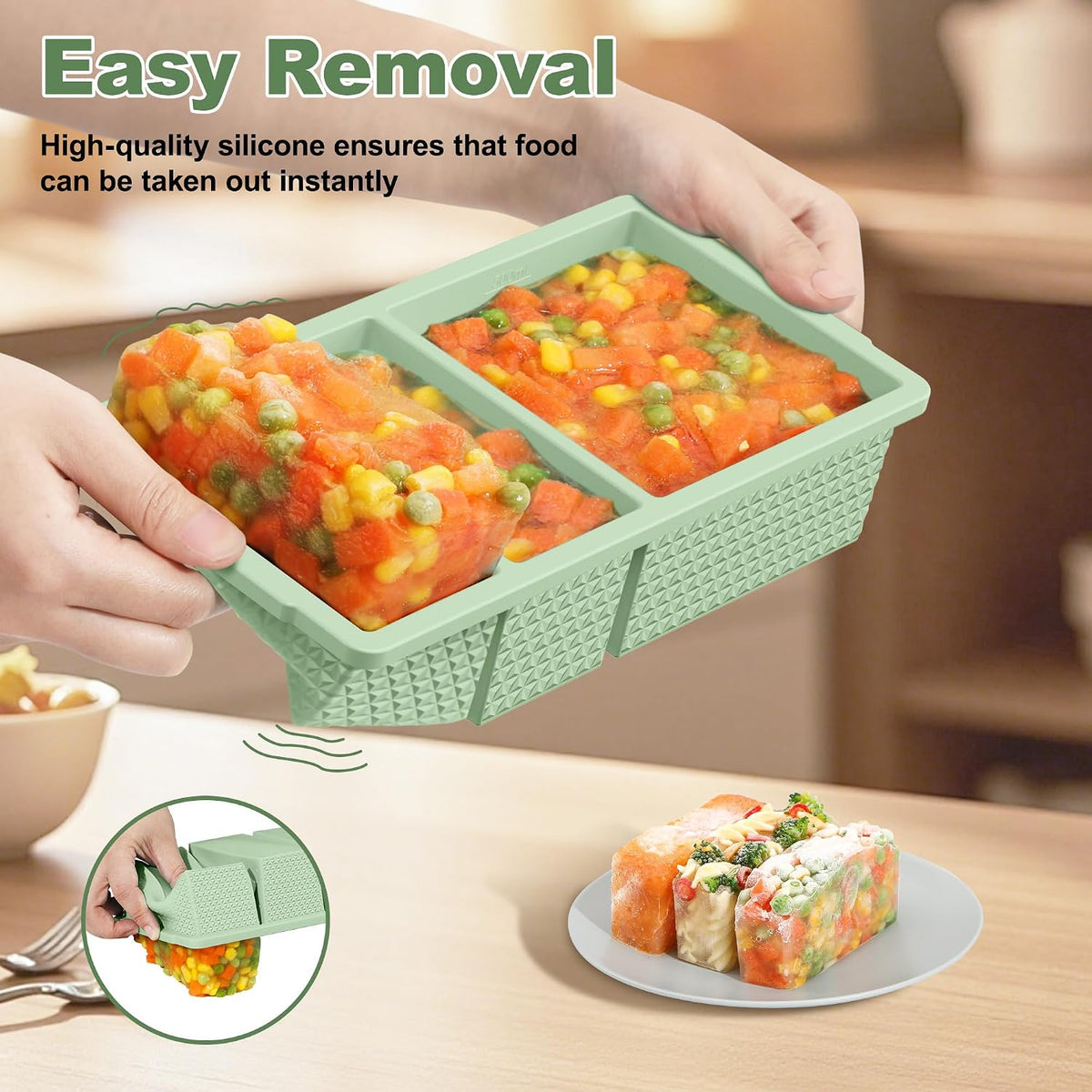 6 Pack-Silicone Freezer Tray with Lid-Stackable Soup Freezer Container Molds,2-Cup Ice Cube Trays for Perfect Portion Control,Food Storage & Meal Prep,Oven & Dishwasher Safe