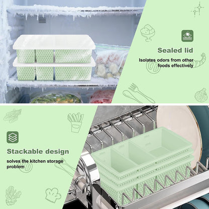 6 Pack-Silicone Freezer Tray with Lid-Stackable Soup Freezer Container Molds,2-Cup Ice Cube Trays for Perfect Portion Control,Food Storage & Meal Prep,Oven & Dishwasher Safe