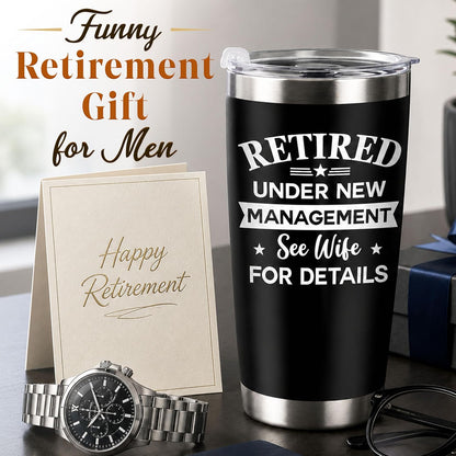 AVERXO Retirement Gifts for Men, Funny 20oz Tumbler for Husband Dad Grandpa | Retirement Tumbler, Employee Appreciation Gifts for Men, Appreciation Gifts for Coworkers, Tumbler with Lid and Straw