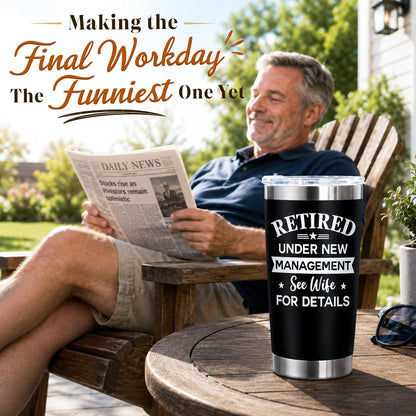 AVERXO Retirement Gifts for Men, Funny 20oz Tumbler for Husband Dad Grandpa | Retirement Tumbler, Employee Appreciation Gifts for Men, Appreciation Gifts for Coworkers, Tumbler with Lid and Straw