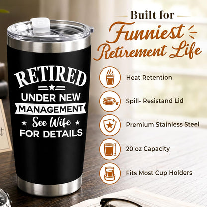 AVERXO Retirement Gifts for Men, Funny 20oz Tumbler for Husband Dad Grandpa | Retirement Tumbler, Employee Appreciation Gifts for Men, Appreciation Gifts for Coworkers, Tumbler with Lid and Straw