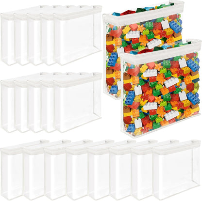 20 Pack Clear Toy Storage Bags PVC Organizing Bag with Zippered, Toys Storage Organizer with Portable Handheld，Waterproof Toy Bags for Board Games Clay, Building Blocks, Toys,White