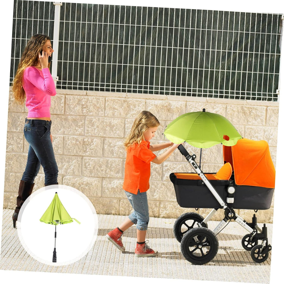 Adjustable Baby Stroller Umbrella Clip-on Sunshade High UPF 50 Protects Against Rays Suitable for Pushchair Bike