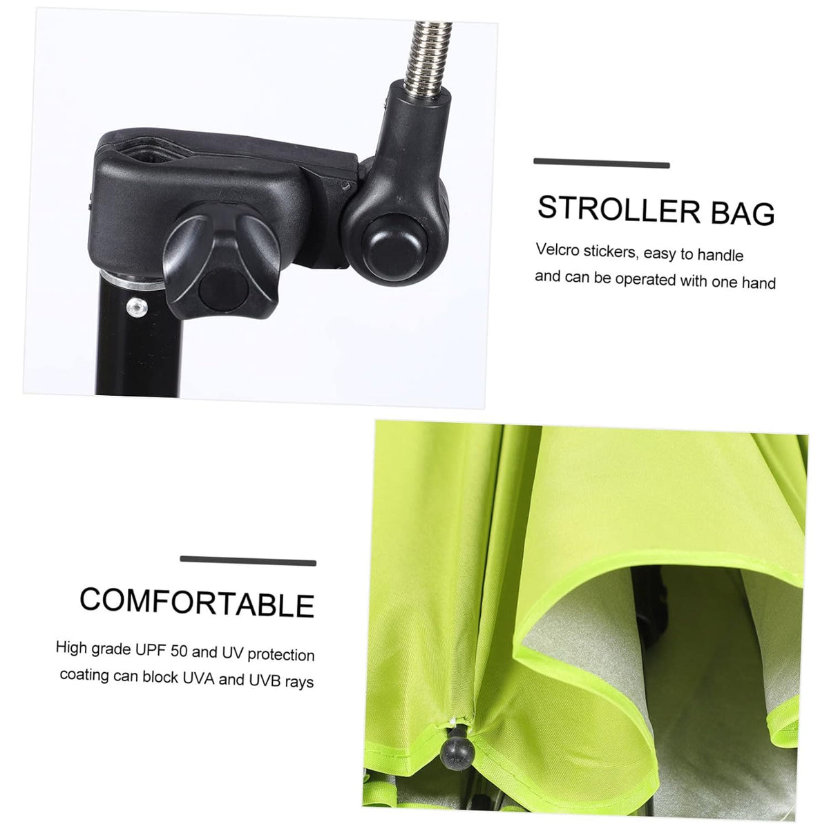 Adjustable Baby Stroller Umbrella Clip-on Sunshade High UPF 50 Protects Against Rays Suitable for Pushchair Bike