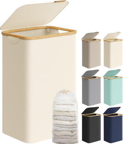 SONGMICS Laundry Hamper with Lid, 23.8 Gallons (90L), Removable Mesh Liner