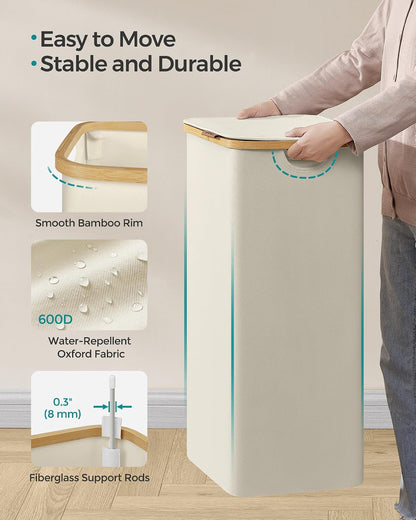SONGMICS Laundry Hamper with Lid, 23.8 Gallons (90L), Removable Mesh Liner