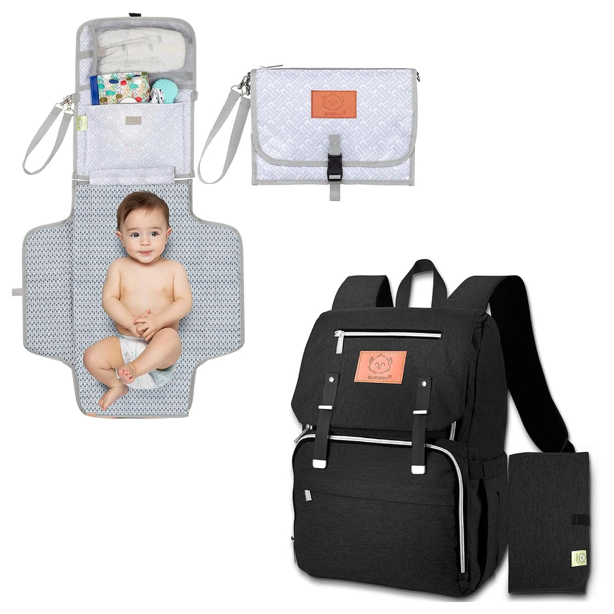 Portable Diaper Changing Pad and Diaper Bag Backpack - Waterproof Foldable Baby Changing Mat - Waterproof Multi Function Baby Travel Bags - Diaper Changing Station- Travel Diaper Change Pad
