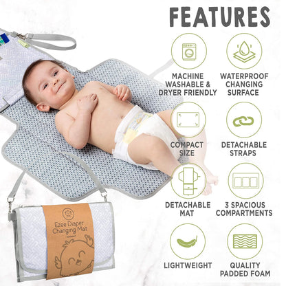 Portable Diaper Changing Pad and Diaper Bag Backpack - Waterproof Foldable Baby Changing Mat - Waterproof Multi Function Baby Travel Bags - Diaper Changing Station- Travel Diaper Change Pad