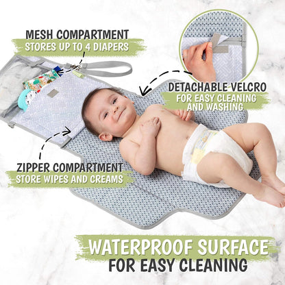 Portable Diaper Changing Pad and Diaper Bag Backpack - Waterproof Foldable Baby Changing Mat - Waterproof Multi Function Baby Travel Bags - Diaper Changing Station- Travel Diaper Change Pad
