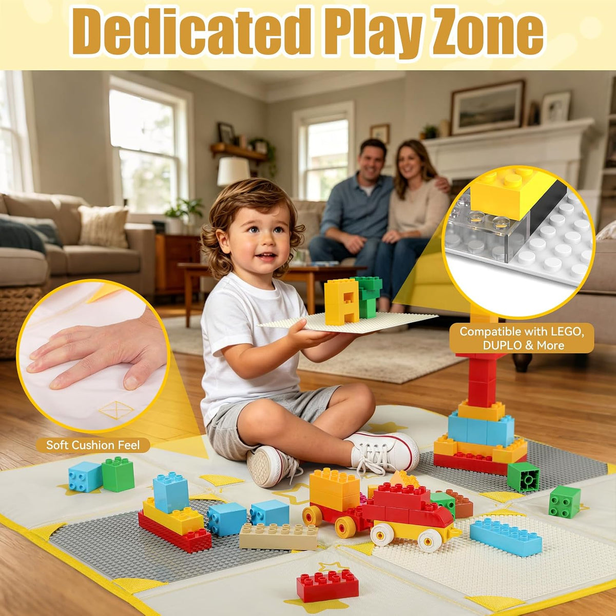 3-in-1 Toy Storage Organizer with Play Mat & Building Baseplates