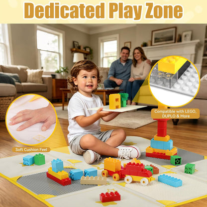 3-in-1 Toy Storage Organizer with Play Mat & Building Baseplates