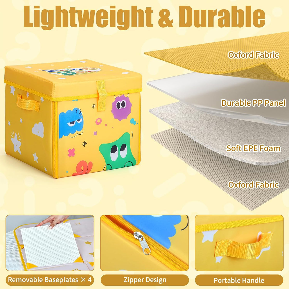 3-in-1 Toy Storage Organizer with Play Mat & Building Baseplates