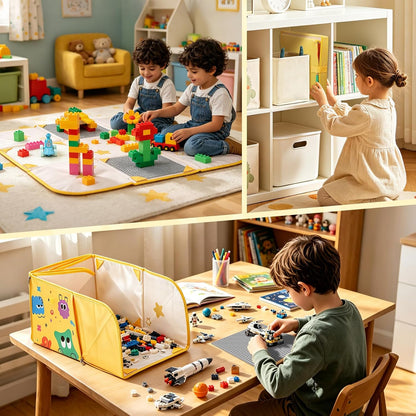 3-in-1 Toy Storage Organizer with Play Mat & Building Baseplates