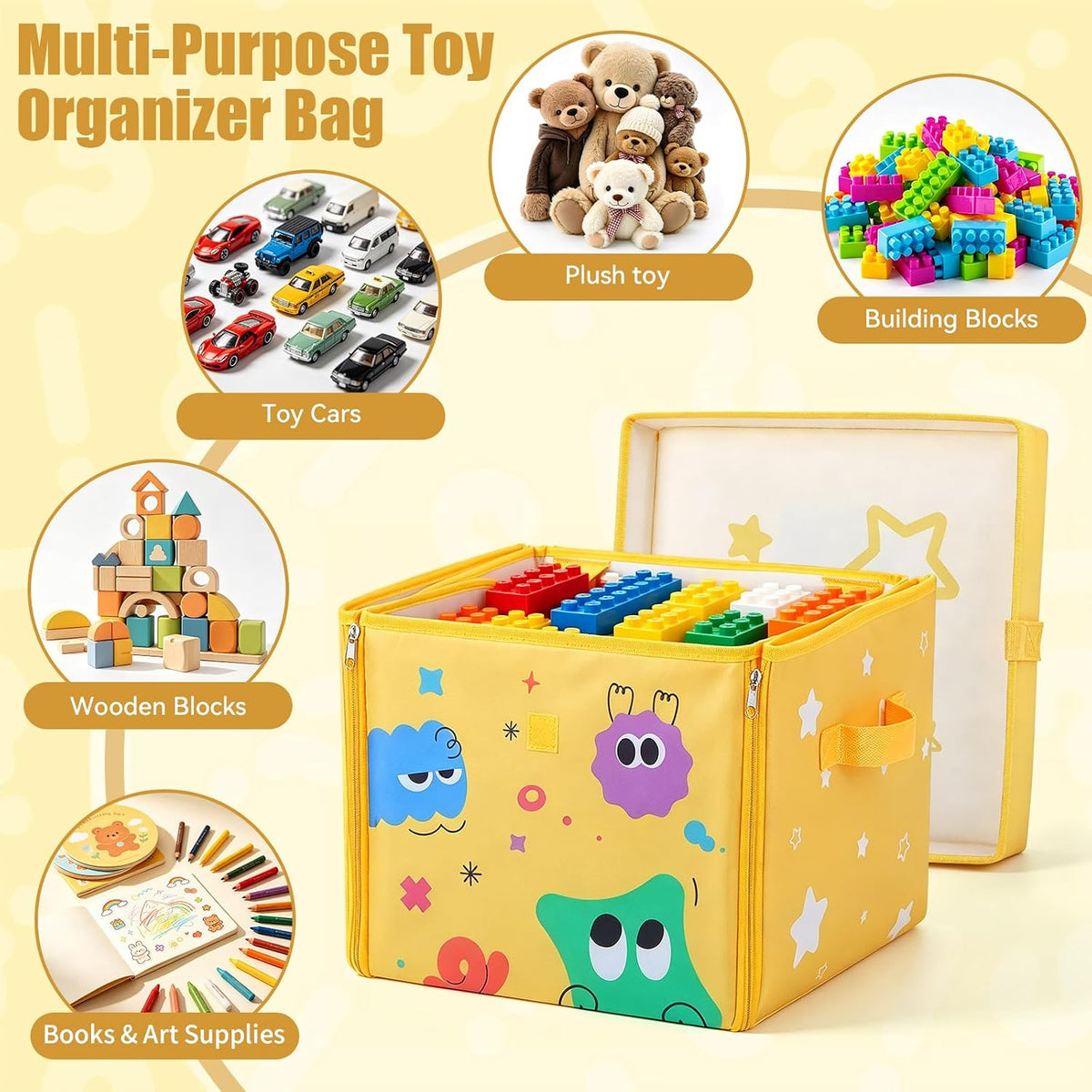 3-in-1 Toy Storage Organizer with Play Mat & Building Baseplates