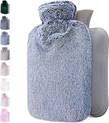 Hot Water Bottle - with Soft Premium Fleece Cover - Candy Pink, 2L - Heating Pad for Menstrual Cramps and Period Comfort - Bed Foot Warmer - Hot & Cold Compress for Back, Stomach, Neck Pain Relief