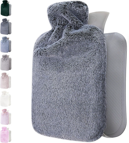 Hot Water Bottle - with Soft Premium Fleece Cover - Candy Pink, 2L - Heating Pad for Menstrual Cramps and Period Comfort - Bed Foot Warmer - Hot & Cold Compress for Back, Stomach, Neck Pain Relief