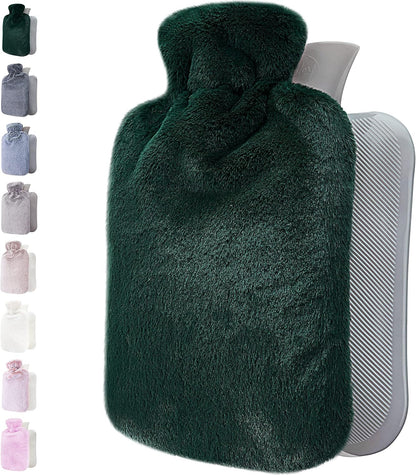 Hot Water Bottle - with Soft Premium Fleece Cover - Candy Pink, 2L - Heating Pad for Menstrual Cramps and Period Comfort - Bed Foot Warmer - Hot & Cold Compress for Back, Stomach, Neck Pain Relief