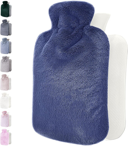 Hot Water Bottle - with Soft Premium Fleece Cover - Candy Pink, 2L - Heating Pad for Menstrual Cramps and Period Comfort - Bed Foot Warmer - Hot & Cold Compress for Back, Stomach, Neck Pain Relief