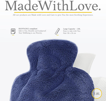 Hot Water Bottle - with Soft Premium Fleece Cover - Candy Pink, 2L - Heating Pad for Menstrual Cramps and Period Comfort - Bed Foot Warmer - Hot & Cold Compress for Back, Stomach, Neck Pain Relief