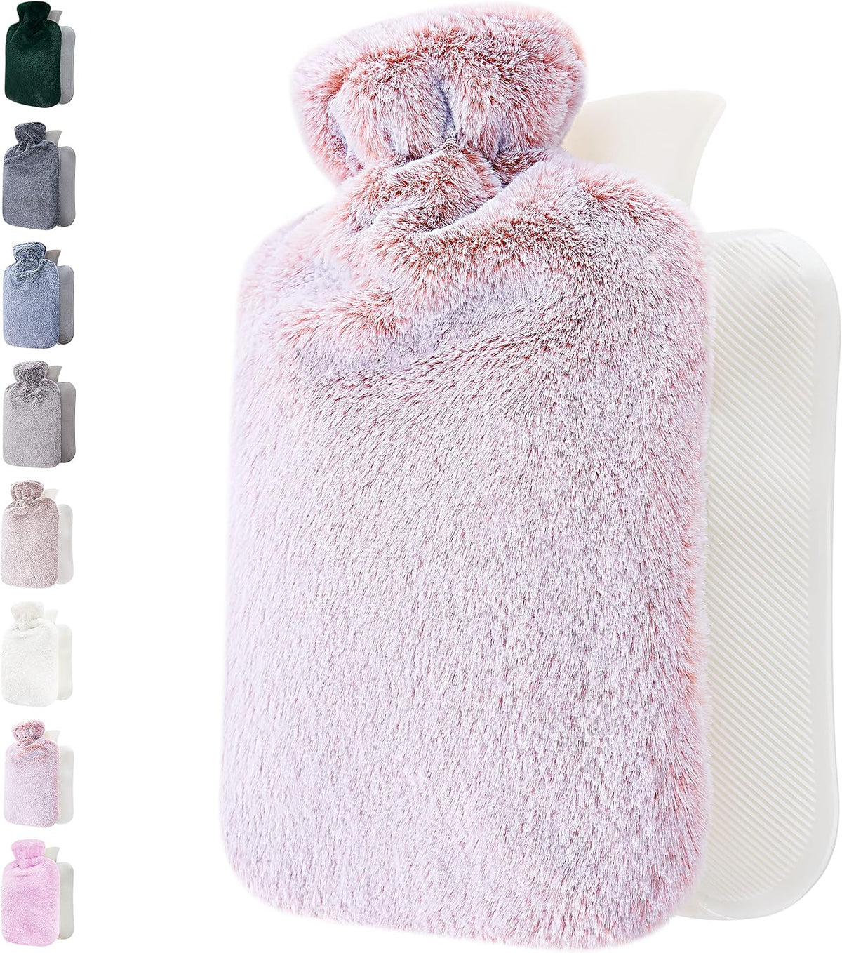 Hot Water Bottle - with Soft Premium Fleece Cover - Candy Pink, 2L - Heating Pad for Menstrual Cramps and Period Comfort - Bed Foot Warmer - Hot & Cold Compress for Back, Stomach, Neck Pain Relief
