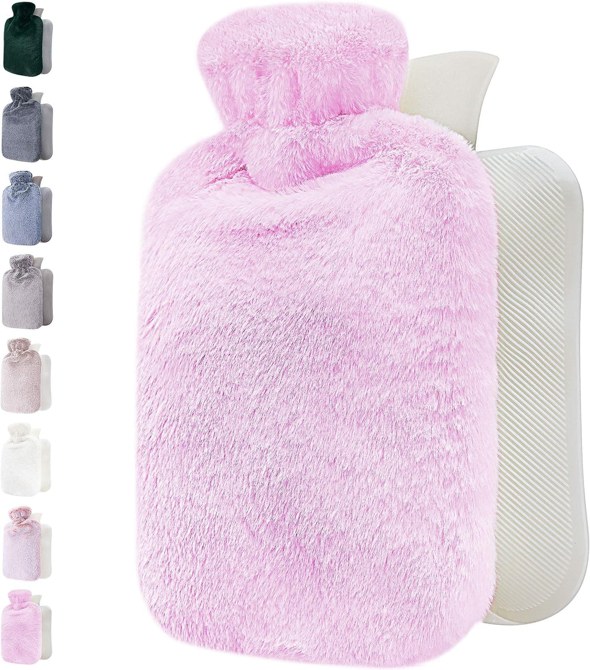 Hot Water Bottle - with Soft Premium Fleece Cover - Candy Pink, 2L - Heating Pad for Menstrual Cramps and Period Comfort - Bed Foot Warmer - Hot & Cold Compress for Back, Stomach, Neck Pain Relief