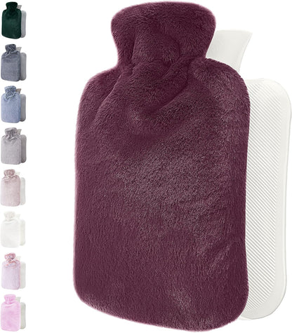 Hot Water Bottle - with Soft Premium Fleece Cover - Candy Pink, 2L - Heating Pad for Menstrual Cramps and Period Comfort - Bed Foot Warmer - Hot & Cold Compress for Back, Stomach, Neck Pain Relief
