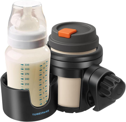 2-in-1 Stroller Cup Holder with 360° Rotating Clamp