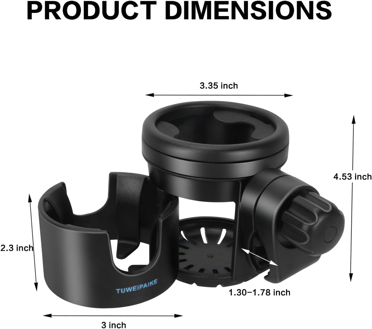 2-in-1 Stroller Cup Holder with 360° Rotating Clamp