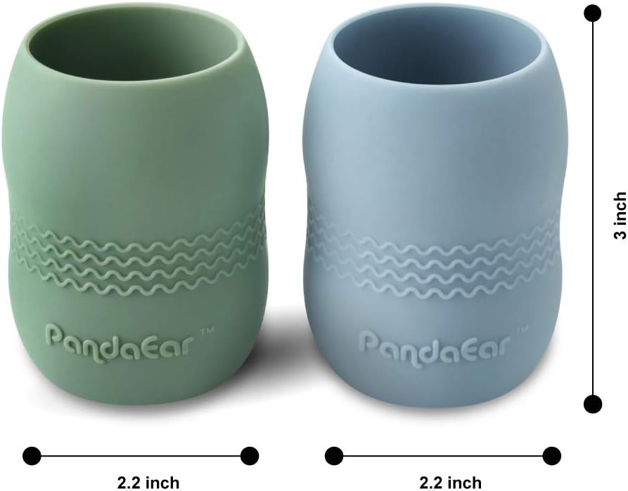 Set of 3 Cute Silicone Baby Bibs & 2 Pack 100% Tiny Silicone Drinking Training Cup